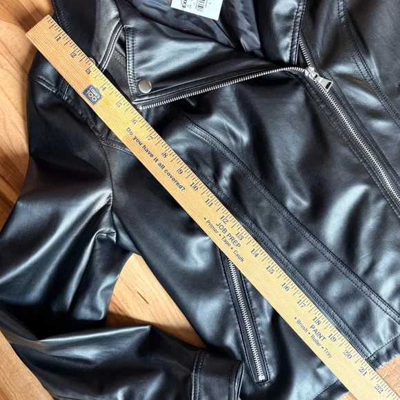 Express Black Faux Leather Moto-Style Jacket NWT Large - Picture 6 of 6